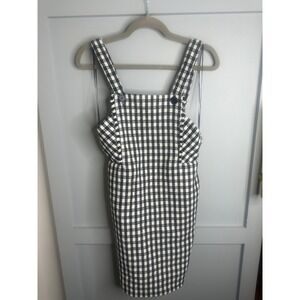 Francescas Black White Gingham Plaid Pinafore Dress Mini Size XS NWT